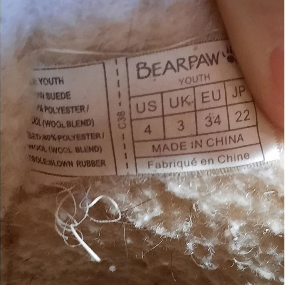Bearpaw Elle Youth Boots 4 Brown Suede Wool Outdoor Winter Comfort Classic